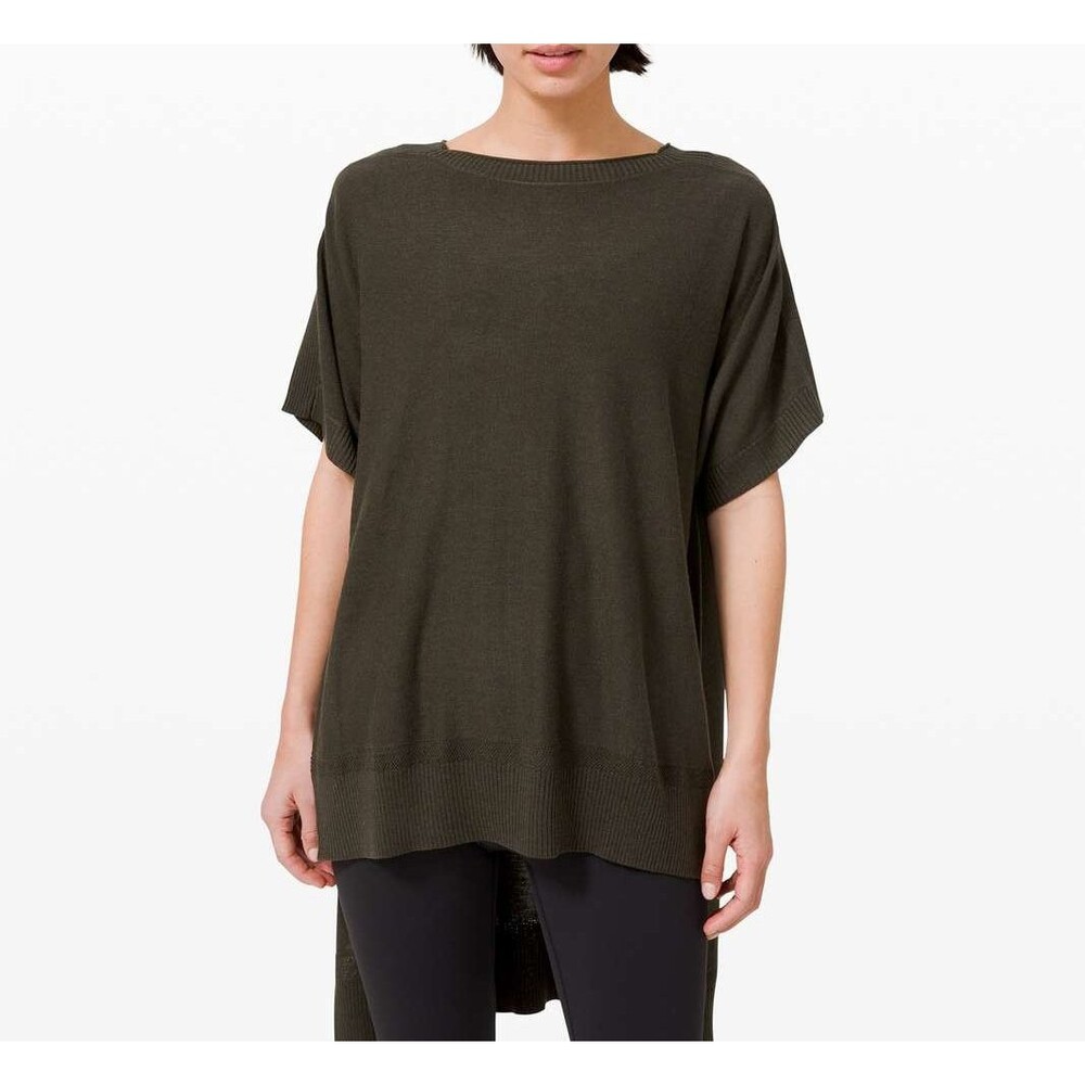 Lululemon Be At Ease Poncho Dark Olive Cashlu Short Sleeves